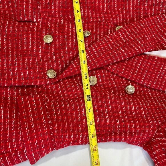 ZARA RED Texture Double Breast Blazer Size Small - Picture 11 of 14
